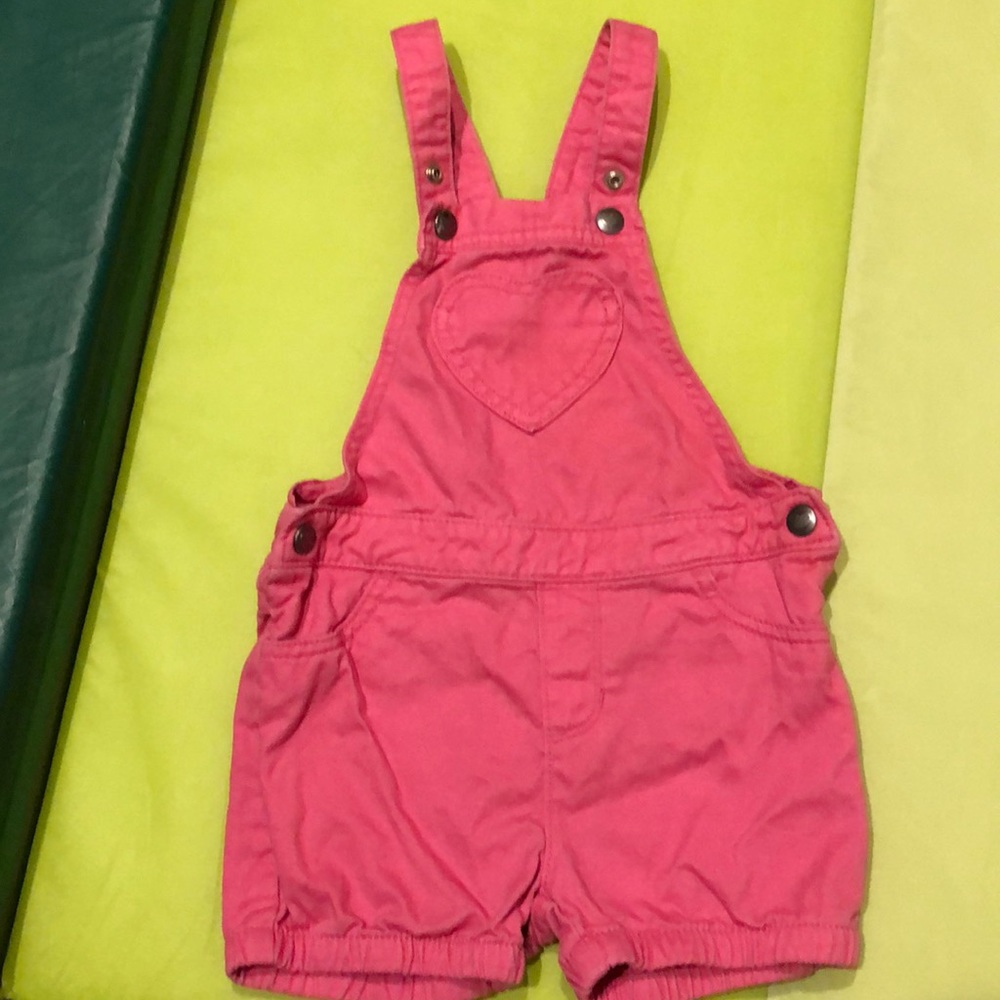 Overall shorts.